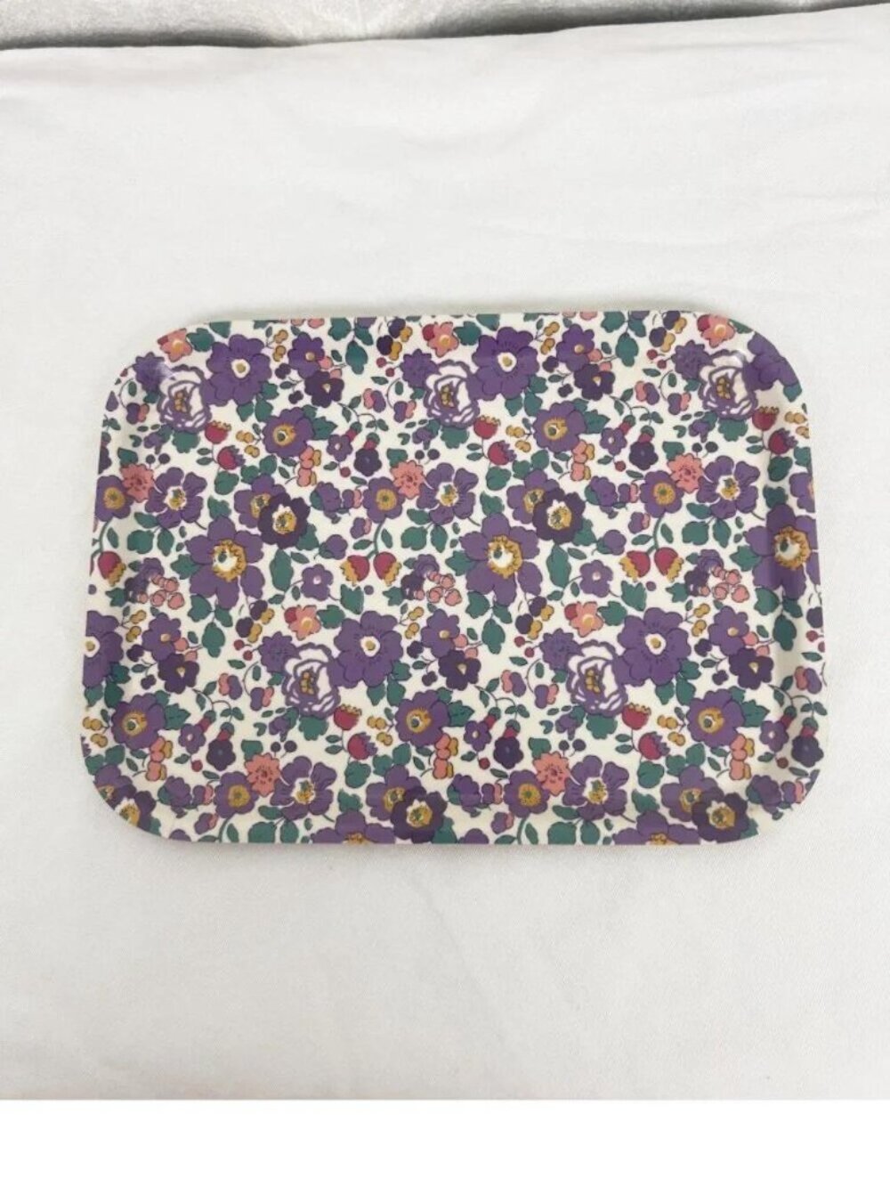 Flowers of Liberty London Betsy decorative wood tray purple floral catchall